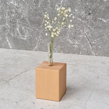 HOCHO Beukenhouten Vaas 55x55x70 mm – Met Glazen Buisje v., Ophalen of Verzenden, Nieuw