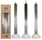 Kaarsen Dip Dye Olive Salie 24 cm Ø2,5 set 3 stuks, Ophalen of Verzenden, Nieuw