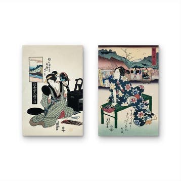Pair of Bijin-ga () Ukiyo-e - Keisai Eisen