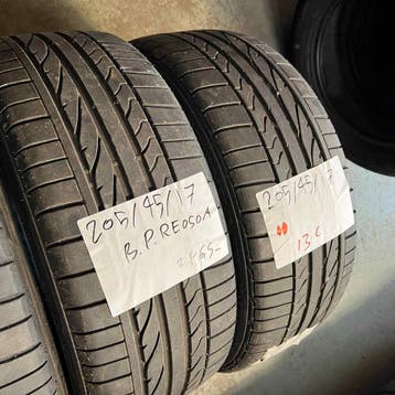 4 x Bridgestone 205-45-17 Zomerbanden 6,5mm, Gebruikt, 17 inch, Band(en), Personenwagen