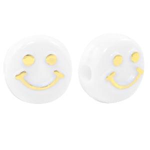 20 x Smiley kralen van acryl White-gold 7 x 3,5mm gat: 1,5mm, Ophalen of Verzenden, Nieuw, Kraal