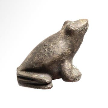 Oud-Egyptisch Zilver Kikkerkralenamulet, Antiek en Kunst