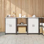 vidaXL Keukenopslag set met plank 3 pcs Wit Koudgewalst, Verzenden, Nieuw, Wit