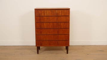 Vintage Deense ladekast | Teak | 6 lades | 106 cm, Huis en Inrichting, Ophalen of Verzenden, Nieuw