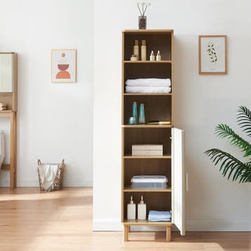 Badkamerkast Ferrersp 160x42x35 cm eikenkleurig havermout en, Huis en Inrichting, Badkamer | Badkamermeubels, Verzenden, Nieuw