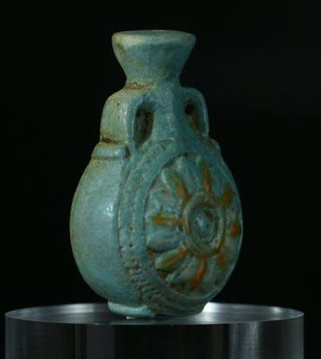 Oud-Egyptisch Faience Nieuwjaars Wep Renpet Flask - 59 mm