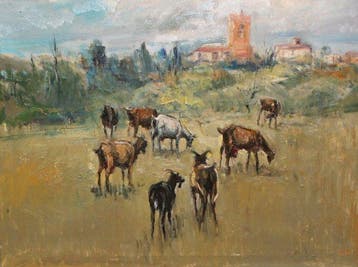 Spaanse school (XX) - Paisaje con rebaño