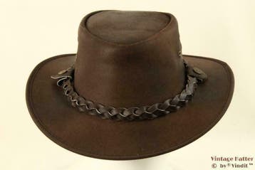 Western hoed Hawkins bruin geruwd leer 57, 58, 59, 60 Nieuw, Ophalen of Verzenden, Nieuw, Hoed