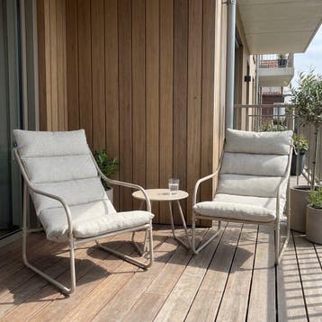 Tivoli Balcony Set 2 Stoelen met Tafel en Kussens Beige/Zand, Tuin en Terras, Verzenden, Nieuw, Hout