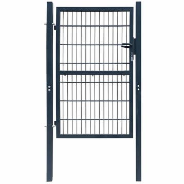 vidaXL 2D Hekpoort (Enkel) Antracietgrijs 100x140 cm, Tuin en Terras, Verzenden, Nieuw