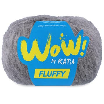 Katia WOW Fluffy - 82 Grijs - Mohair-Look Acryl/Wol Garen, Ophalen of Verzenden, Nieuw