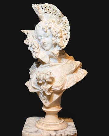 Julien (19° secolo) - Buste, Busto Dama con Cappello di, Antiek en Kunst, Antiek | Keramiek en Aardewerk