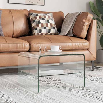 vidaXL Salontafel 50x45x33 cm gehard glas transparant, Huis en Inrichting, Tafels | Salontafels, Minder dan 50 cm, 50 tot 100 cm