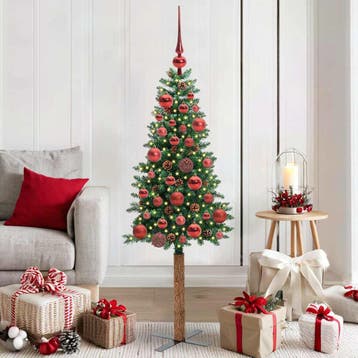 vidaXL Slanke Kerstboom Groen 150 cm PVC en massief, Verzenden, Nieuw