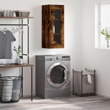 vidaXL Wandkast 34,5x34x90 cm gerookt eikenkleurig, Minder dan 50 cm, Verzenden, Nieuw, Minder dan 100 cm