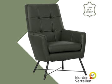 Leren fauteuil Proud - Toledo Verde (donkergroen), Nieuw, Ophalen of Verzenden, 75 tot 100 cm, Industrieel, Modern