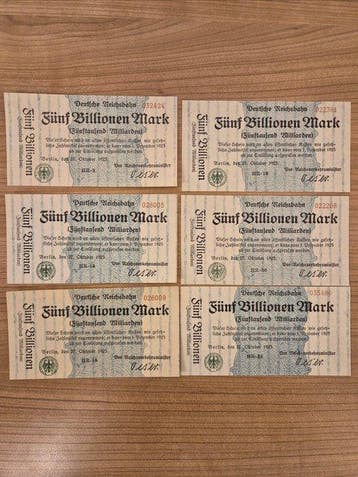 Duitsland. - 6 x 5 Billionen Mark 1923 – Deutsche