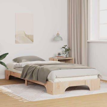 vidaXL Bedframe Bruin 80 x 220 cm Massief grenenhout, Verzenden, Nieuw, Bruin, Hout