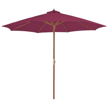 vidaXL Parasol met houten paal 300 cm bordeauxrood, Verzenden, Nieuw, 3 tot 4 meter