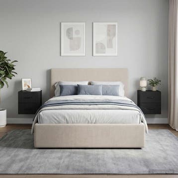 vidaXL Wandbeugel Bedkast 2 st Zwart 34,5 x 33 x 40 cm, Huis en Inrichting, Slaapkamer | Nachtkastjes, Minder dan 45 cm, Verzenden