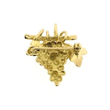 Gouden broche van een tros druiven., Ophalen of Verzenden, Gebruikt, Goud, Goud