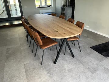 Massief eiken DEENS OVAAL tafel eetkamertafel, 100 tot 150 cm, Overige houtsoorten, Overige vormen, Nieuw