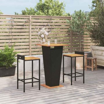 vidaXL 3-delige Tuinbarset poly rattan en massief acaciahout, Verzenden, Nieuw, 2 zitplaatsen