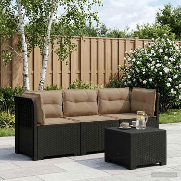 vidaXL 3-zits tuinbank met kussens in rattanlook PP, Verzenden, Nieuw