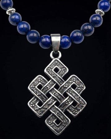 Lapis lazuli - Beschermingshalsketting - Oneindige knoop -