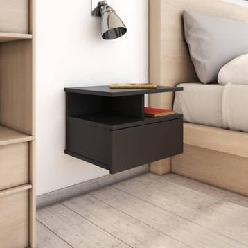vidaXL Nachtkastje zwevend 40x31x27 cm bewerkt hout zwart, Minder dan 45 cm, Verzenden, Nieuw, Minder dan 55 cm