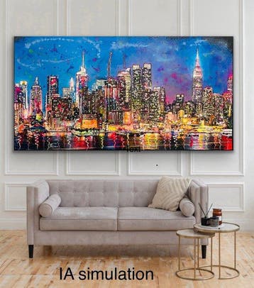 Joaquim Falco - MANHATTAN AT NIGHT VIEW. XXL Fluor paint