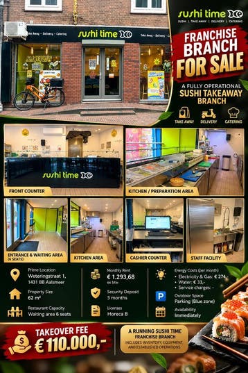 RUNNING SUSHI TIME FRANCHISE FOR SALE – AALSMEER, Overige typen