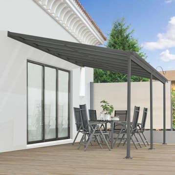 Terrasdak / Overkapping - Borneo - 4 x 3 m - Grijs, Tuin en Terras, Overkappingen, Verzenden, Nieuw