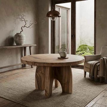 Ronde eettafel suarhout | Spinvoet - 150cm | World of Brosi, Ophalen of Verzenden, Nieuw