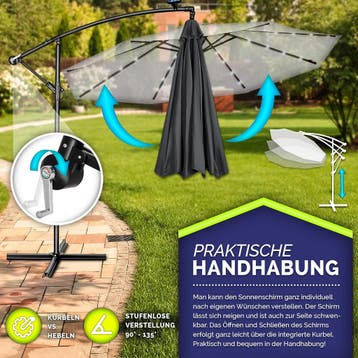 Zweefparasol - Tuinparasol - Parasol 300 cm - Met voet - Met, Verzenden, Zo goed als nieuw