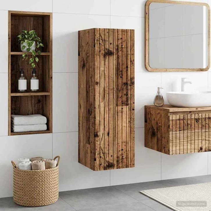 vidaXL Wand Gemonteerde Badkamerkast Oud hout 33 x 34,5 x, Huis en Inrichting, Tafels | Kaptafels, Nieuw, Verzenden