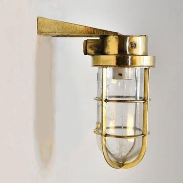 Wandlamp - Messing, Glas - Industrieel kooi-lamp