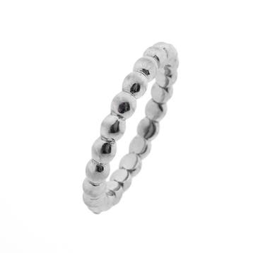 Witgouden aanschuif ring met bolletjes, Sieraden, Tassen en Uiterlijk, Gebruikt, Ophalen of Verzenden, Kleiner dan 17, Dame