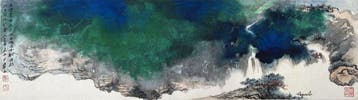 SPLASHED COLORS WATERSIDE LANDSCAPE PAINTING -