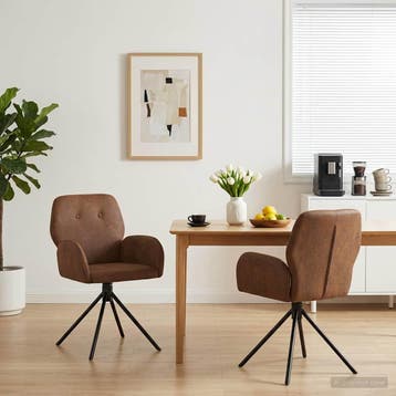 vidaXL Draai Eetstoelen 2 st Nep Suede Leer Bruin 54 x 55 x, Huis en Inrichting, Stoelen, Verzenden, Nieuw, Bruin
