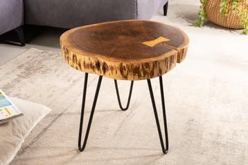 industrieele bijzettafel GOA 40cm natuurlijk acacia massief, Ophalen of Verzenden, Nieuw