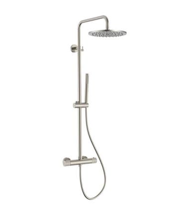 Stria Regendoucheset Geborsteld RVS – Cool Touch – 30 cm, Ophalen of Verzenden, Nieuw, Chroom, Bad