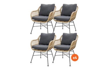 Set van 4 - Garden Impressions Margriet tuinstoel - Naturel, Tuin en Terras, Tuinstoelen, Verzenden, Nieuw, Overige materialen