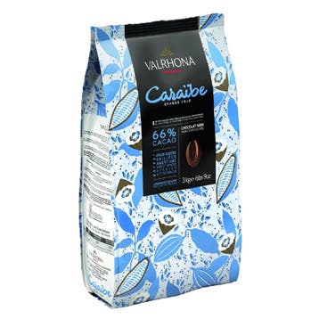 Valrhona Chocolade Druppels Puur Caraïbe (66%) 3kg, Verzenden, Nieuw