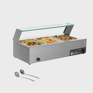 Professionele Bain Marie Voedselwarmer - 3 Pannen RVS met Gl, Verzenden, Nieuw