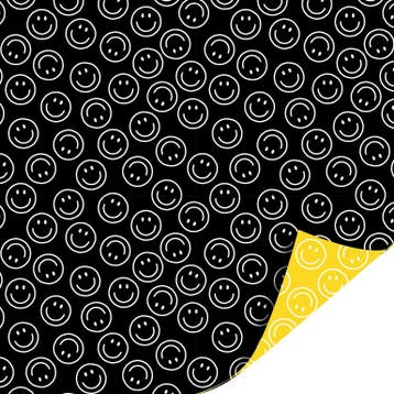 3m Dubbelzijdig cadeaupapier Smiley zwart geel (Inpakpapier), Diversen, Ophalen of Verzenden, Nieuw