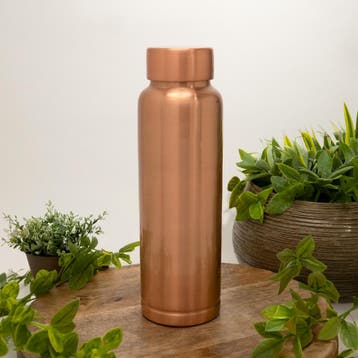 Puur koperen waterfles glad ± 750 ml/260 g (in luxe, Ophalen of Verzenden, Nieuw