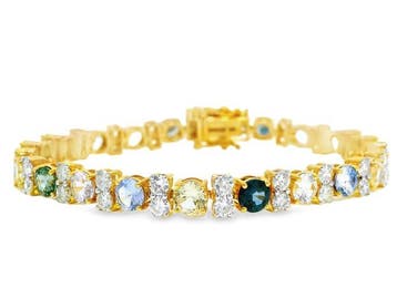 Armband - 14 karaat Geel goud - 10.05ct. tw. Saffier -, Nieuw