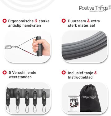 Positive Things - Resistance band Set - 5 Fitness Elastieken, Ophalen of Verzenden, Nieuw