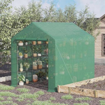 Outsunny Kleine Kweekkas met 4 Legborden - 244x180x210 cm -, Tuin en Terras, Kassen, Verzenden, Nieuw